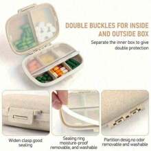 1 pièce mini pilulier portable, grande boîte à bijoux, organisateur de pilules compartimenté, boîte de rangement étanche pour les voyages, les vacances, la maison, la salle de bain, les cosmétiques de vacances, accessoires de salle de bain - Multicolore - Voir 5