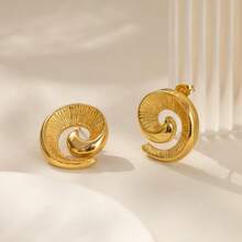 1 pieza Pendientes de acero inoxidable con diseño minimalista y elegante de rayas espirales, adecuados para ocasiones diarias y formales