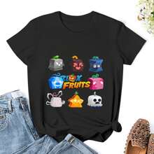 Women Blox Fruits Game Kids Tshirt Cartoon Printed Girls T-Shirt Fashion Casual Boys T Shirt White Summer Kawaii Short Sleeve Tops T Shirts Shirt Short Sleeves T Shirt Casual T Shirts Novelty Shirt Gr
