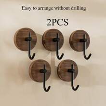 1/2 件胡桃木壁挂式衣帽钩 - 时尚款式，强力粘性，易于安装，非常适合入口、卧室、门框 - 重型弧形挂钩 - 彩色 - 查看 13