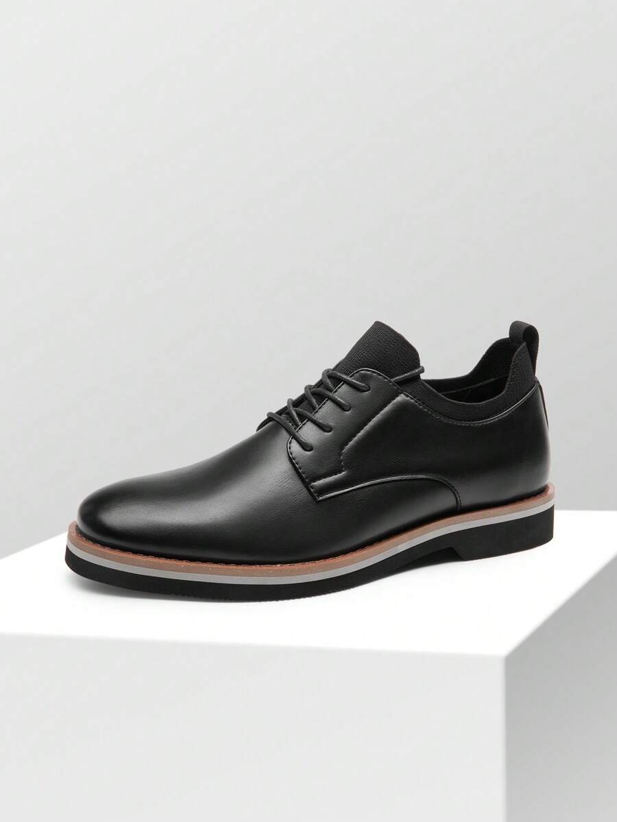 Men's Lace-Up  Light Comfortable Fashion Classic Oxfords Derby Shoes Design With A Sporty Outsole - 黑色 - 查看 1