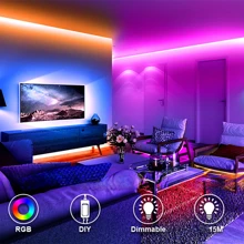 HBOWMDJIA 50FT/100FT/200FT Led Strip Lights For Bedroom,With 44keys Remote And Power Plug, Can Adjust Color And Brightness,Very Easy To Install, Led Lights For Room,Home,Kitchen, Living Room,Holiday Party Atmosphere Decor