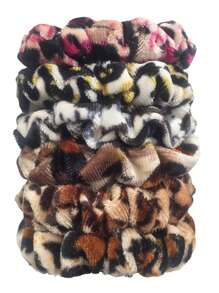 6条女士豹纹发圈,柔软丝绒纯色发绳,可爱舒适的弹性发饰,小号,宽1.5厘米,直径7厘米,适合扎马尾辫。 - 彩色 - 查看 26