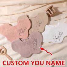 1pc Customized Embroidery Name Baby Bib, Decoration Drool Cloth, Infant Shower Gift For Boys Or Girls,Delicate Romance,Baby,Customized Baby Bibs - Multicolor - View 2