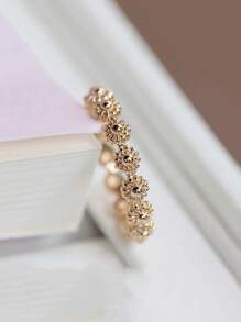 1 件甜美清新 925 纯银镀金雏菊花戒指，送给女朋友的礼物 - 金色 - 查看 6