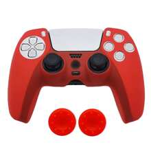 1pc Silicone Protective Cover For PlayStation 5 Controller + 2pcs Joystick Caps Set, Anti-Slip, Anti-Drop, Anti-Dust, Anti-Scratch, Enhance Gaming Experience