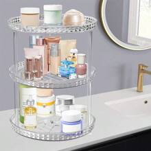 360 Degree Rotary Cosmetic Storage Box, Multi-Layer Adjustable Perfume Storage Box, Suitable For Dressing Table, Multi-Functional Rotary Cosmetic Skin Care Storage Box, Suitable For Bedroom, Dressing Table, Table Top - Multicolor - View 12