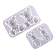 1件DIY水晶滴胶首饰模具蝴蝶结卡通站姿兔子坐姿熊/整页熊/站姿兔子坐姿熊硅胶模具