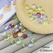 10 件 10 毫米方形透明闪亮珠子，适用于珠宝装饰、DIY 美甲、工艺品、化妆品、杯子、衣服、鞋子 - 彩色 - 查看 5