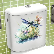 1pc Dragonfly Pattern Toilet Seat Sticker, Home Decor Bathroom Sticker, Bathroom Decor Tool, Wall Decal, Elegant Style