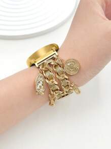 1 件水钻心形钥匙锁女式多功能锌合金皮革表带，兼容三星智能手表表带/表带 20 毫米 22 毫米，20 毫米 22 毫米金属手链表带，礼物