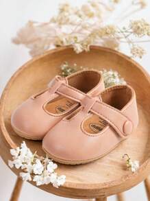 婴儿女童玛丽珍平底防滑蝴蝶结公主婚纱鞋幼儿婴儿鞋 - 粉色 - 查看 6