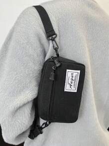 Solid Canvas Material Fashion Casual Unisex Chest Bag, Minimalist Design Sports Style Phone & Coin Purse Festival