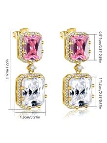 1 para eleganckich kwadratowych kolczyków z kryształkami lodu z cyrkonii z miedzi, odpowiednich dla kobiet, pasujących do codziennych strojów, na imprezę, wesele, wysokiej jakości akcesoria jubilerskie, walentynki, prezent świąteczny