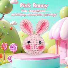 Kit de crochet Jeslon pour débutants, kits d'animaux au crochet, kit de crochet amigurumi pour les débutants, apprenez à crocheter avec des tutoriels vidéo étape par étape, kit de crochet pour débutants pour adultes - petit lapin