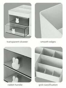 Caja de almacenamiento de maquillaje de gran capacidad con 2 cajones, adecuada para tocador, baño y escritorio de dormitorio, organizador de maquillaje para brochas, sombras de ojos, loción, lápiz labial, esmalte de uñas - Blanco