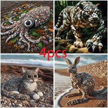 4 件 DIY 5D 钻石画套件，钻石画创意精美艺术，全圆钻石刺绣装饰家居装饰画 - 4pcs - 查看 2