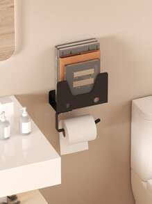 1 件创意自粘式壁挂式卫生纸架，节省空间的浴室收纳架，用于整理和储存卷纸和书籍，家居装饰收纳架，多功能浴室架 - 彩色 - 查看 1