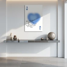 1pc Framed Canvas Wall Art, Light Blue Canvas Wall Art Slow Down You're Doing Fine Retro Light Blue Ace Of Hearts Playing Card Print Poster Art Print Canvas Poster, Ideal Gift For Bedroom Living Room Hallway Dorm Wall Decor - 彩色 - 查看 3