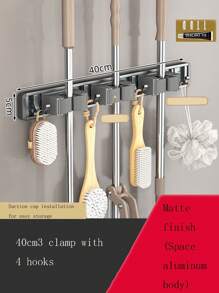1个壁挂式夹子挂钩免钻孔拖把夹扫帚架神器浴室扣厨房收纳架 - 槍灰 - 查看 6