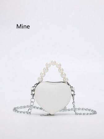 时尚、可爱、优雅的爱心迷你包，有酒红色、粉色、黑色和白色可选，珍珠手提包、单肩斜挎包、口红零钱包，非常适合日常外出、圣诞节、春节和生日礼物