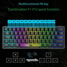 Free Wolf K61 RGB Gaming Keyboard, RGB Backlit Mini 60% Mechanical Keyboard For ESports Gaming Laptop - Multicolor - View 4