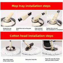 Zestaw mopa obrotowego ze stali nierdzewnej do czyszczenia podłóg 360° i wiadra, wiadro do mopa łazienkowego wyposażone w 3 ultracienkie wymienne końcówki mopa z mikrofibry i 61-calową regulowaną rączkę, nadaje się do czyszczenia podłóg i łodzi.