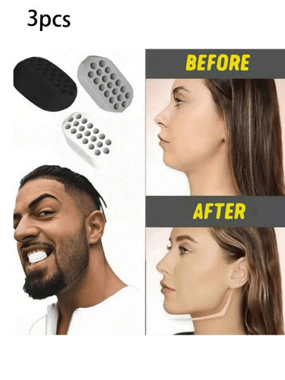 3pcs/1pc Jaw Line Trainer, Facial Muscle Trainer, Can Activate Facial Muscles, Improve Jawline And Chin Contour, Relax Neck, Made Of And Reusable Materials, Easy To Clean, Suitable For Both Men And Women Gym Accessories