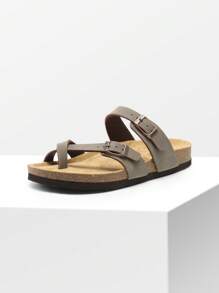 Women's Slide Sandals Open Toe Adjustable Slip On Slippers Cork Footbed Comfort Summer Thong Flat Sandals Shoes Adjustable - 棕色 - 查看 2