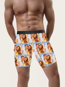 1pc Custom Boxers For Men, Personalized Men's Underwear, Custom Boxer Briefs, Personalized Boxers For Husband, Custom Funny Faces Boxers Briefs, Valentine Gift, Anniversary Gift, Birthday Gift,Underwear & Sleepwear,Easy Comfort,Anniversary Gift, Valentine Gift, Birthday Gift, Wedding Gift - Black - View 4