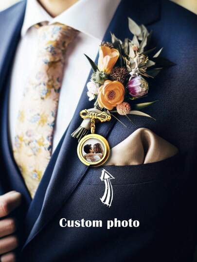 1 pieza - Regalo para el novio - Alfiler de solapa personalizado con foto - Charme de flor para solapa con foto - Alfiler de solapa con imágenes - Alfiler de solapa conmemorativo para novio, Alfiler de solapa para hombre - Alfiler de solapa conmemorativo - Alfiler de solapa personalizado con fotos - Alfiler de solapa con fotos - Alfiler de solapa conmemorativo, regalo conmemorativo personalizado, alfiler de solapa con foto memorial como regalo para el novio de la novia, regalo de cumpleaños, regalo de aniversario, regalo del Día de San Valentín, regalo del Día del Padre, regalo del Día de la Madre, regalo para él/ella