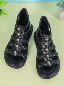 1 par de sandalias de diseño simple y de moda de unicolor para niñas, adecuadas para primavera y verano