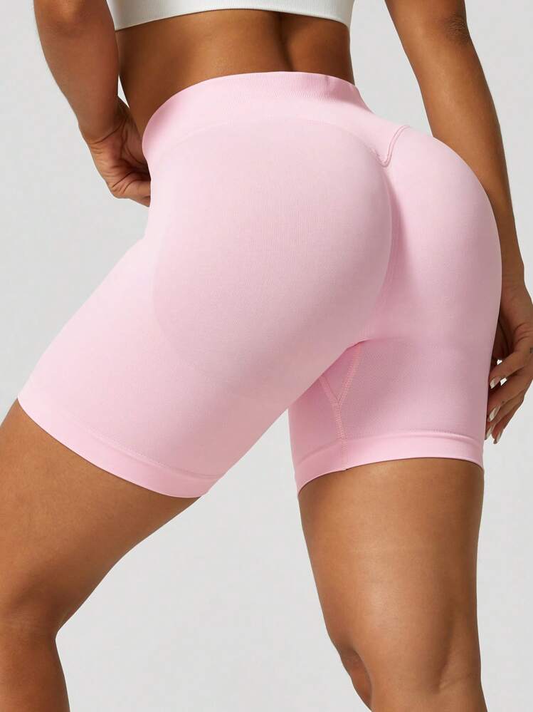 NcmRyu Women's Seamless Butt Lifting Sports Shorts For Gym Workout Pink Summer - Pink - View 5