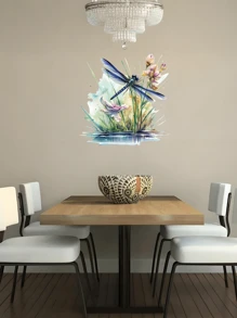 1pc Dragonfly Pattern Toilet Seat Sticker, Home Decor Bathroom Sticker, Bathroom Decor Tool, Wall Decal, Elegant Style