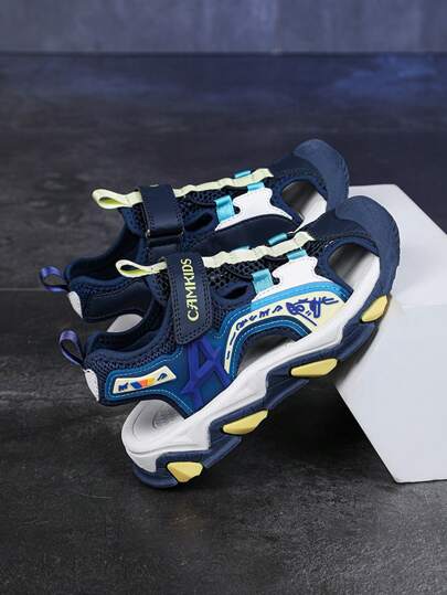 1 Pair Boys' Closed Toe Sports Shoes, Breathable Cushioned Casual Sneakers For Spring & Summer
