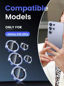 Tensea (3+2 Pcs) Camera Lens Protector Film, 9H Tempered Glass Screen Protector, Metal Single Circle Fit For S25 Ultra 5G 2025 [Installation Tray] [Protection Case Friendly] - Blue - View 3