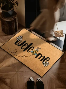 1pc Lightweight Polyester Fiber Doormat, Style, Stain & Wear Resistant Carpet For Living Room, Kitchen, Dining Room, Hallway Entryway, Home Decor Carpet, Holiday Decoration Carpet [Warm Tip: 3D Printing Effect, Not Uneven Coconut Coir, Lightweight Polyester Fiber Material]