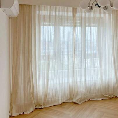 1 件半透明镂空花卉图案波西米亚风格薄纱窗帘，卧室、客厅、家居装饰装饰窗帘，适合所有季节