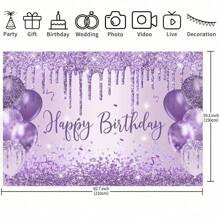 Decoração de Aniversário com Bottom Iluminado de Balões Roxos Chamativo com Texto "Feliz Aniversário", Adequado para Festa, Aniversário, Decoração Temática e Decoração Interna/Externa, Disponível em Vários Tamanhos - Multicolorido - Visão 12