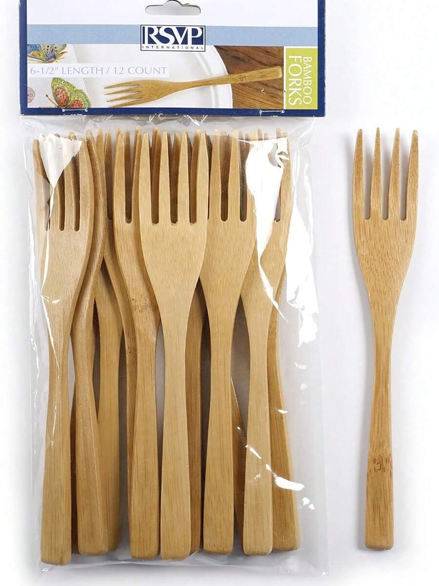 RSVP International Bamboo Kitchen Collection, Knife, Fork And Spoon Set