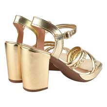 Women's Platform Sandal With Straps And Braids - 金色 - 查看 2