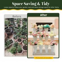 Rainaut Flower Display Stand, 3-Tier Heavy Duty Moving Plant Shelves Flower Display Stand, Allowing For The Placement Of Up To 12 Flower Buckets For Bedroom Balcony Garden Patio Multiple Plants (Flower Bucket Not Included).) - trắng - Xem 6
