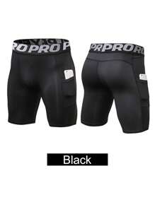 5 Pack Mens Compression Shorts Sports Running Quick Dry Shorts Compression With Pocket Spandex Underwear Men Tights - Màu xanh lam - Xem 2