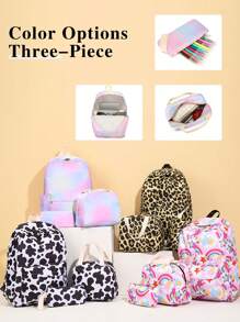 3pcs Color Decor Functional Backpack Set School Bag Set ,School Backpacks For Girls Kindergarten Elementary Preschool Middle School Bags,Large Capacity Bookbag & Hand Lunch Bag,For Graduate, Teen Girls, Freshman, Sophomore, Junior & Senior In College, University & High School, Perfect For Outdoors ,Travel & Back To School 3PCS Large Capacity Laptop Backpack, Lightweight Preppy School Bag, Portable College Daypack & Knapsack For Travel