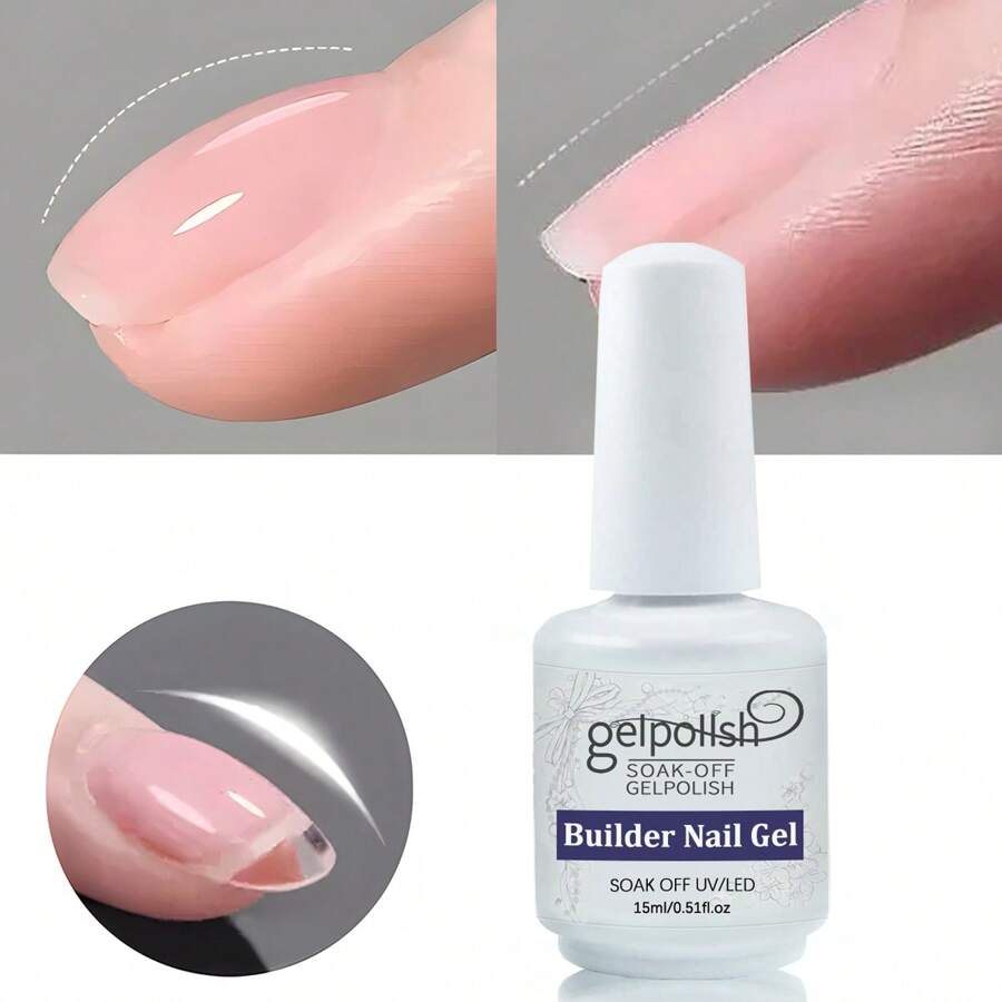 GELPOLISH 15ml Transparent Reinforcing Nail Polish, For Strengthening, Extending, Base Coat, Bottle, Removable UV/LED Gel Extension - Clear - View 1
