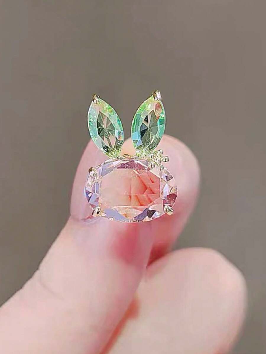 1 件时尚可爱复活节兔子胸针，适合女性日常佩戴，复活节礼物 - 粉色 - 查看 1