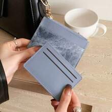 Two Pieces S Holder Portable Women Zipper Coin Purse With Key Chain PU Leather Credit Business Case Gift Mini Wallet Wallet Keychain Card Wallet - Multicolor - View 2