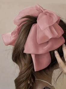 1/3 Pcs French Vintage Style Bow Decor Fashion Chiffon Banana For Women, Hair Accessories For Daily Use