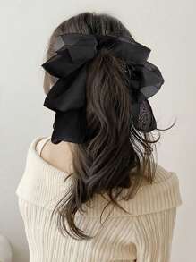 1/3 Pcs French Vintage Style Bow Decor Fashion Chiffon Banana For Women, Hair Accessories For Daily Use