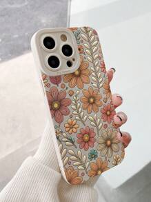 Etui na telefon z kwiatowym wzorem i ochroną aparatu, kompatybilne z modelami Apple 17/17 Air/17 Pro/17 Pro Max/16E 11 Pro Max/12 Pro Max/13 Pro Max/14 Pro Max/15 Pro Max, Apple 16 Plus/16 Pro Max - Beżowy - Zobacz 4
